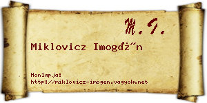 Miklovicz Imogén névjegykártya